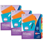 Avery Big Tab 21210 Ayırma Sayfası, Sağlam Plastikten, 8 Kayıt Kartı, Çok Renkli, 3 Set