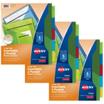 Avery Big Tab iki cepli plastik ayırma duvarı, 3 set 5 bölmeli 3 set 5 bölmeli 3 set 5 tablet merhrenkli