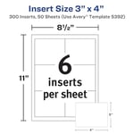 Avery İsim Rozet Uçları, Baskı veya Yazma, 7 x 10 cm, 300 Kart Stok Yedekleri (5392), Beyaz