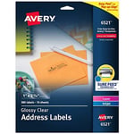 Avery Lazer ve Mürekkep Püskürtmeli Yazıcılar için 6521 Parlak Kristal Netliğinde Adres Etiketleri, 1 