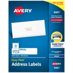 Avery Mürekkep Püskürtmeli Yazıcılar için Sabit Beslemeli Adres Etiketleri, 2,54 cm x 10,16 cm, 2000 Etiket, Kalıcı Yapıştırıcı (8461)
