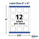 Avery Yazdırılabilir Boş Kare Etiketler, 5,08 cm x 5,08 cm, Parlak Kristal Şeffaf, 120 Özelleştirilebilir Etiket (22853)
