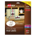 Avery Yazdırılabilir Boş Oval Etiketler, 5,08 cm x 7,62 cm, Dokulu Mat Beyaz, 80 Özelleştirilebilir Etiket (22829)