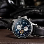 AVI-8 Erkek 42 mm Hawker Hurricane Klasik Kronograf Pilot Japon Kuvars Saat Deri Kayışlı AV-4011