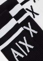 A|X Armani Exchange 2'li Kontrast Logo Çorap, OS, Siyah/Beyaz, Tek Beden