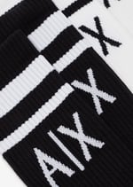A|X Armani Exchange 2'li Kontrast Logo Çorap, OS, Siyah/Beyaz, Tek Beden