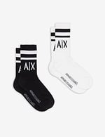 A|X Armani Exchange 2'li Kontrast Logo Çorap, OS, Siyah/Beyaz, Tek Beden