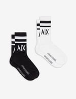 A|X Armani Exchange 2'li Kontrast Logo Çorap, OS, Siyah/Beyaz, Tek Beden