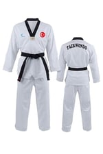 Ay Yıldız Baskılı Siyah Yaka Taekwondo Elbisesi Dobok Tekvando Elbisesi