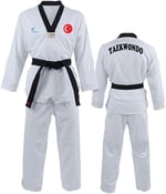 Ay Yıldız Baskılı Siyah Yaka Taekwondo Elbisesi Dobok Tekvando Elbisesi