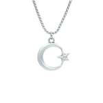 Ay Yıldız Örme Zincir Kolye - Gümüş Kaplama - Erkek Kadın Kolye - No:1585