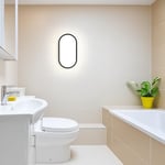 Aydos 20W IP65 Oval Siyah LED Tavan ve Duvar Lambası | 6500K Beyaz Işık | Su Geçirmez Banyo Bahçe Aydınlatma Armatürü | 2000 Lümen | 270x147x78mm (220V)