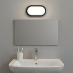 Aydos 20W IP65 Oval Siyah LED Tavan ve Duvar Lambası | 6500K Beyaz Işık | Su Geçirmez Banyo Bahçe Aydınlatma Armatürü | 2000 Lümen | 270x147x78mm (220V)