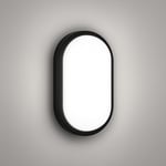 Aydos 20W IP65 Oval Siyah LED Tavan ve Duvar Lambası | 6500K Beyaz Işık | Su Geçirmez Banyo Bahçe Aydınlatma Armatürü | 2000 Lümen | 270x147x78mm (220V)