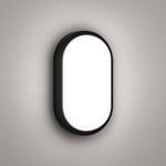 Aydos 20W IP65 Oval Siyah LED Tavan ve Duvar Lambası | 6500K Beyaz Işık | Su Geçirmez Banyo Bahçe Aydınlatma Armatürü | 2000 Lümen | 270x147x78mm (220V)