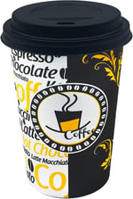 Aygün Cup 12 Oz Siyah Kapaklı Karton Bardak 300 ml - 100'lü (Latte Bardağı)