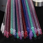 Ayoyo 12 Adet 11 İnç Yeniden Kullanılabilir Plastik Pipetler Simli Parti Düğün Tatil İçecek Pipeti Bardak için 1 Temizleme Fırçası Dahil