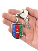 Azerbaycan Bayrak Arma Modeli Damla Anahtarlık