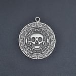 Aztec Karayip Korsanları Madalyon Örme Zincir Kolye - Gümüş Kaplama - Erkek Kadın Kolye - No:1378