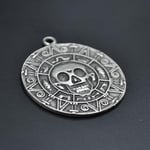 Aztec Karayip Korsanları Madalyon Örme Zincir Kolye - Gümüş Kaplama - Erkek Kadın Kolye - No:1378