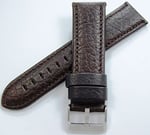 Azzuro Deri Saat Kordonu 24mm Koyu Kahverengi Kayış Çatlak Desen
