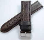 Azzuro Deri Saat Kordonu 24mm Koyu Kahverengi Kayış Çatlak Desen
