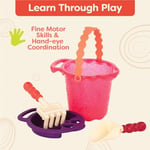 B.Toys Mango Plaj Seti | Kova, elek, kürek, tırmık, fırıldak, mini damperli kamyon ve plaj veya kum havuzu oyunu için 3 kum kalıbı içerir, 18+ Ay