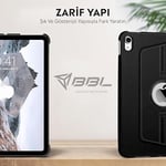 Babilden APPLE 11 inç iPad (A16) / iPad Air 10.9 inç/iPad 10.Nesil 10.9 Wi-Fi Yatay ve Dikey Standlı 360 Derece Döner Tablet Kılıfı Siyah