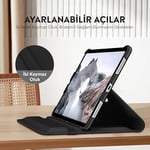 Babilden APPLE 11 inç iPad (A16) / iPad Air 10.9 inç/iPad 10.Nesil 10.9 Wi-Fi Yatay ve Dikey Standlı 360 Derece Döner Tablet Kılıfı Siyah