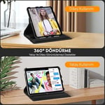 Babilden APPLE 11 inç iPad (A16) / iPad Air 10.9 inç/iPad 10.Nesil 10.9 Wi-Fi Yatay ve Dikey Standlı 360 Derece Döner Tablet Kılıfı Siyah