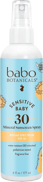 Babo Botanicals% 100 Çinko Oksit ile Bebek Cilt Mineral Güneş Koruyucu Sprey SPF 30, Suya Dayanıklı, Kokusuz, 6 Fl Oz