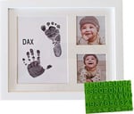 Baby Mushroom Ultimate Ink El İzi Ayak İzi Kiti ve Çerçeve - Kişiselleştirmek için Premium Şablonlu, Fotoğraf Resim Çerçevesi, Güvenli Mürekkep Pedi Damgası, Kağıt ve Hediye Kutusu. Bebek Duşu, Yenido