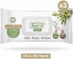 Baby Turco Doğadan Islak Bebek Havlusu, 3'lü paket, 180 Yaprak