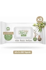 Baby Turco Doğadan Islak Bebek Havlusu, 3'lü paket, 180 Yaprak