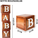 Baby Yazılı Ahşap Konsept Baby Shower Dekorasyon Kutu Set