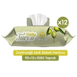 BabyTurco Baby Turco Zeytinyağlı Islak Bebek Havlusu 12x90 Adet