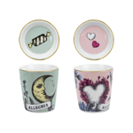 Baci Milano Baci   Milano Allegria Pembe ve Yeşil 4 Parça Kapaklı/Tabaklı 2 Kişilik Espresso   Seti Ø 5,5 cm, H 7 cm