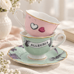 Baci Milano Baci   Milano Allegria Pembe ve Yeşil 4 Parça Kapaklı/Tabaklı 2 Kişilik Espresso   Seti Ø 5,5 cm, H 7 cm