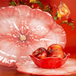 Baci Milano Botanica Çiçek Desenli Melamin Mercan Rengi Oval Tabak 40,5 cm