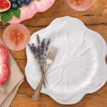 Baci Milano Botanica Çiçek Desenli Melamin Beyaz Servis Tabağı 28 cm