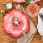Baci Milano Botanica Çiçek Desenli Melamin Pembe Pasta Tabağı 23 cm