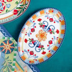 Baci Milano Dolce Far Niente Çiçek Desenli Oval Porselen Servis 31x22 cm