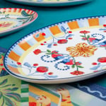 Baci Milano Dolce Far Niente Çiçek Desenli Oval Porselen Servis 31x22 cm