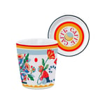 Baci Milano Dolce Far Niente Çiçek Desenli Kapaklı/Tabaklı Espresso Bardağı   Ø 5,5 cm, H 7 cm