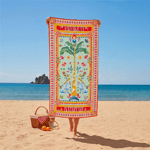 Baci Milano Dolce Far Niente Çift Taraflı Güneş Desenli Renkli Pamuklu ve Mikrofiber Plaj Havlusu 45 x 60 cm