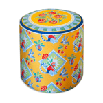 Baci Milano Dolce Far Niente Desenli Mavi Kadife Dokulu Puf Ø 45 cm; H 45 cm
