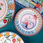 Baci Milano Dolce Far Niente Karışık Desenli 6 Parça Mix Porselen Ekmek Tabağı 16 cm