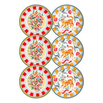 Baci Milano Dolce Far Niente Karışık Desenli 6 Parça Mix Porselen Pasta Tabağı 22 cm