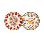 Baci Milano Dolce Far Niente Karışık Desenli 6 Parça Mix Porselen Pasta Tabağı 22 cm