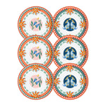 Baci Milano Dolce Far Niente Karışık Desenli 6 Parça Mix Porselen Çukur Tabağı 22 cm